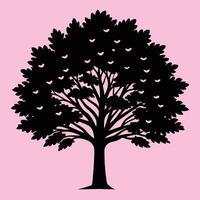 Hickory tree silhouette graphic for creative projects, logos, and outdoor-themed visuals. Ideal for digital or print designs. An elegant natural touch to your creative projects. vector