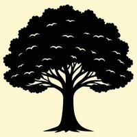 Big tree silhouette illustration design for creative projects, logos, and outdoor-themed visuals. Ideal for digital or print designs. An elegant natural touch to your creative projects. vector