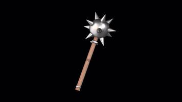 Weapon Mace Rotating on a Transparent Background. Seamless Loop. Spike Ball. 4K video