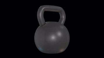 3D Kettlebell Rotating on a Transparent Background. Seamless Loop. 4K video