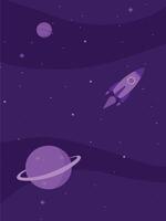 space galaxy background with planets and rocket vector