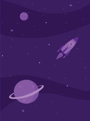 space galaxy background with planets and rocket