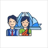 A couple with a child in front of the sydney opera house vector