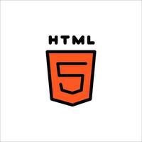The html5 logo is shown in a white background vector