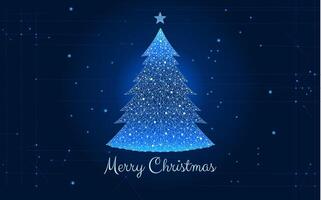 Technological Christmas tree in low poly style vector