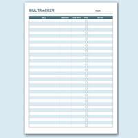 Bill tracker, expenses planner printable template vector