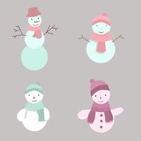 A series of snowmen with scarf and hat vector