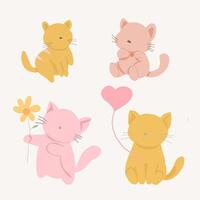 A group of cats with flower and a balloon vector