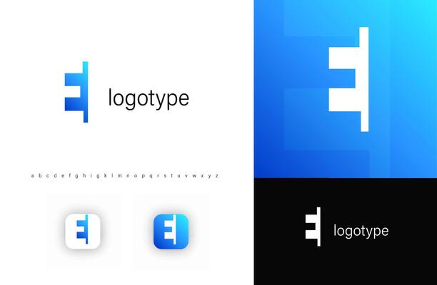 Minimal geometric monogram, negative space letter E, sleek corporate logo, edgy modern typography, clean logotype symbol, contemporary tech identity, stylish emblem design. illustration.