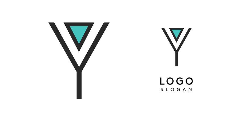 Geometric minimal letter Y. Alcoholic coctail icon. Sleek tech logo for innovative branding, real estate, archetecture studio, digital finance, kid toys logo, creative brand. illustration