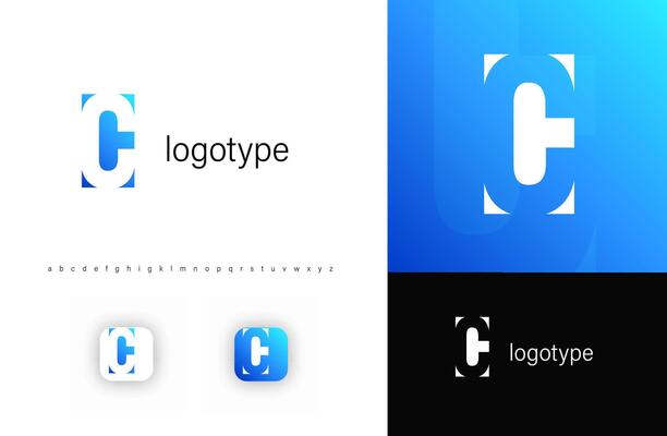 Minimal geometric monogram, negative space letter C, sleek corporate logo, edgy modern typography, clean logotype symbol, contemporary tech identity, stylish emblem design. illustration.