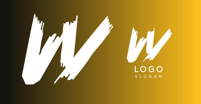 Handwritten brush pen letter W, urban street art, vibrant and rebellious edgy logo for cool music cover and fashion brands. illustration