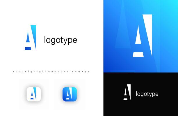 Minimal geometric monogram, negative space letter A, sleek corporate logo, edgy modern typography, clean logotype symbol, contemporary tech identity, stylish emblem design. illustration.
