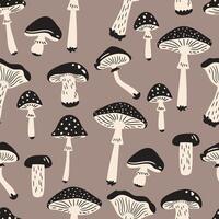 Seamless pattern with abstract mushrooms, illustration in flat style vector