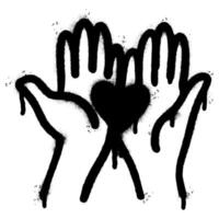 Spray Painted Graffiti Hand with love icon icon Sprayed isolated with a white background. vector