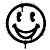 Spray Painted Graffiti smiling face emoticon isolated on white background. vector