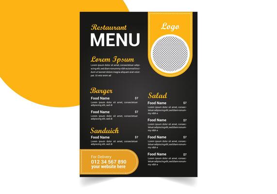 Modern and Creative Restaurant food menu