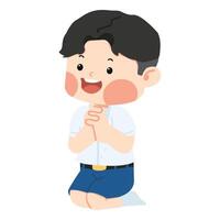 Kid Praying on the Floor cartoon vector