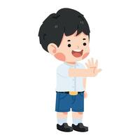 kid student showing hand stop gesture vector