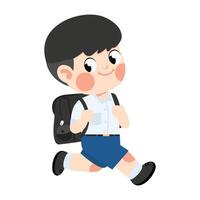Kid with backpack running to school vector