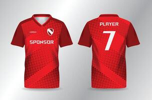 red background and pattern for sport jersey mockup template vector