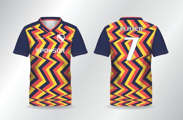abstract zig zag pattern sport jersey for football and soccer shirt template