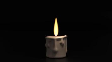 Candle with Glowing Flame isolated on black background and Serene Atmosphere video