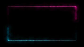 Vibrant neon frame with glowing blue and pink edges on dark background, perfect for digital designs and luminous visual appeal in modern aesthetics. video