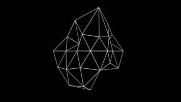 wireframe Icosahedron 3D Shape Animation Loops on Back Background video