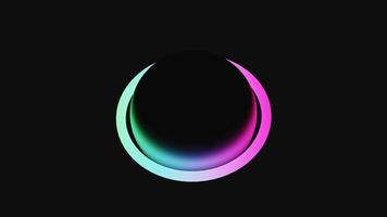 Gradient Neon Ring Orbits moving around sphere.3D loop animation video