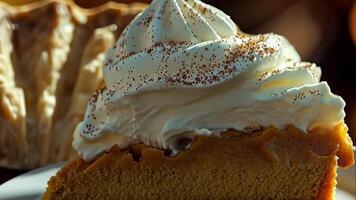 Whipped cream with cinnamon on pie video