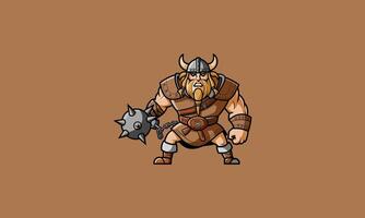 Viking warrior with mace in battle-ready pose vector