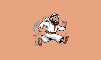 Smiling man in traditional attire running with joy vector