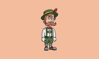 Man in traditional Bavarian attire with a mustache. vector