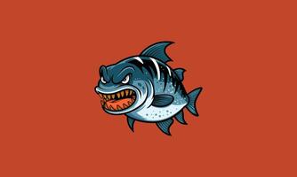 Angry piranha with sharp teeth and fierce expression vector