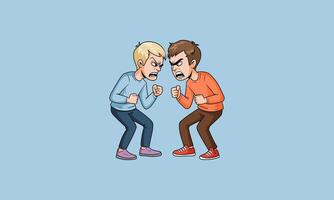 Two angry boys arguing and clenching fists in a dispute vector