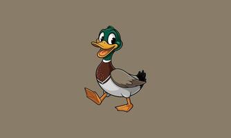 Cheerful cartoon duck walking with a happy expression vector