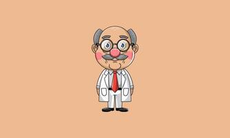 Cartoon scientist with glasses and lab coat vector