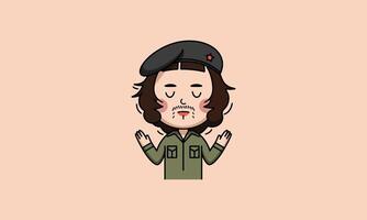 Minimalist cartoon of a meditative man with a beret vector