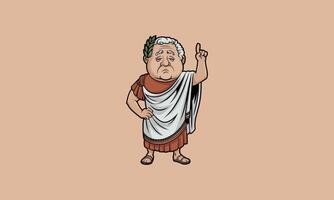 Cartoon Roman senator in toga pointing and gesturing . vector