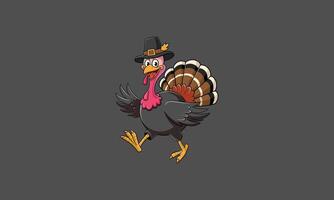 Cartoon Turkey Running with Pilgrim Hat vector