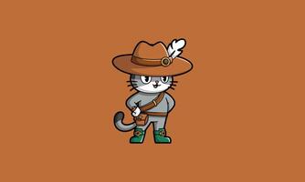 Charming cat in boots with a feathered hat and bag vector