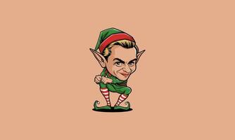 Cheeky elf with a mischievous grin in festive outfit vector