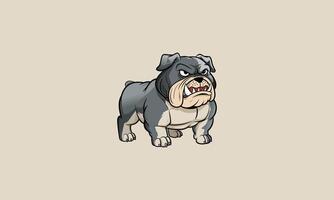 Angry bulldog with a tough expression in cartoon style. vector