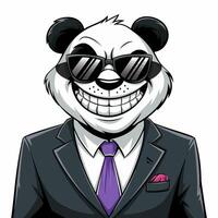 Stylish panda in a suit with sunglasses and a grin. vector