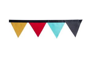 Colorful Paper Flags Against White Background for Festive Celebrations photo