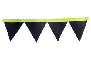 Green and black paper flags isolated on white background, clipping path photo