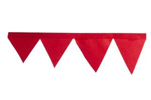 Vibrant red party paper flags on white background photo