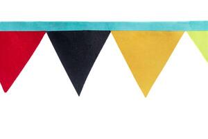 Colorful decorative paper flags on white background for festive celebrations photo