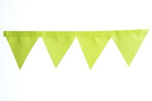 Bright Green Triangle Paper Bunting Flags on White Background photo